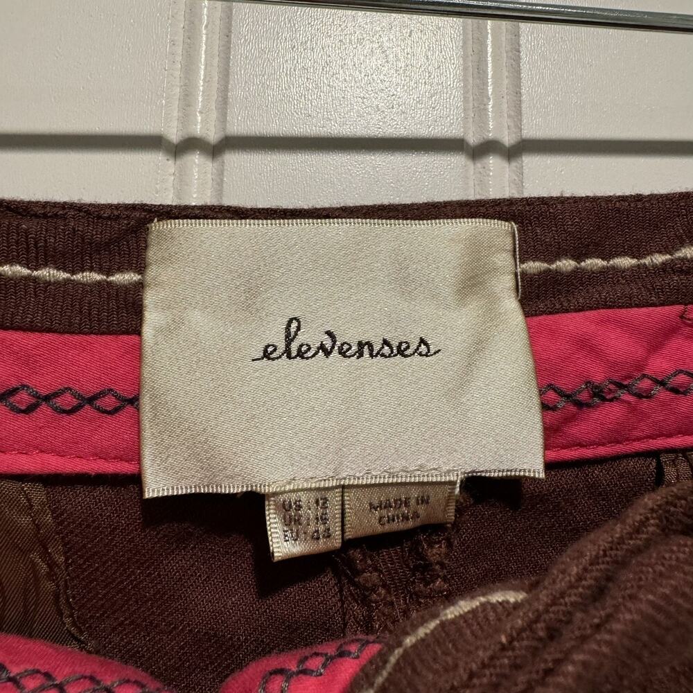 Anthropologie Elevenses Brown Linen Wide Leg Pants Size 12 - Picture 5 of 7